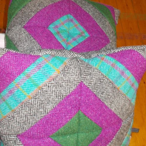 Quilted Cushion with the Harris Tweed Jelly Roll Autumn PRODUCT