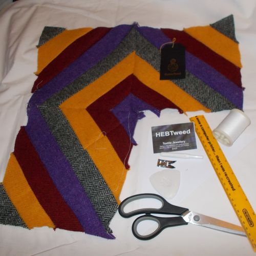 Quilted Cushion with the Harris Tweed Jelly Roll Summer PRODUCT